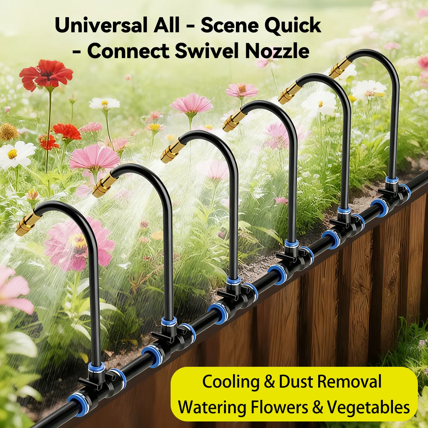 Universal Mist Nozzle Irrigation System 16.4/32.81/49.21/65.62ft Automatic Watering Kit for Garden Watering Roof Cooling Sprinkl