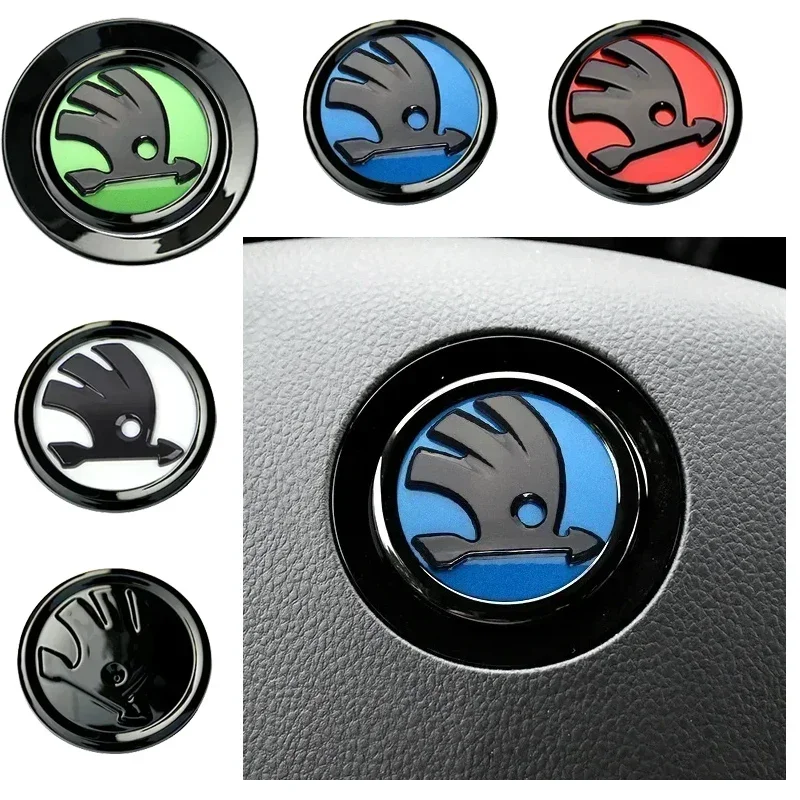 

4.6cm Auto Interior Steering Wheel Sticker for Skoda Felicia Vision-E 440 Afriq Kamio Fabia Octavia Kodiak Kamik Car Decoration