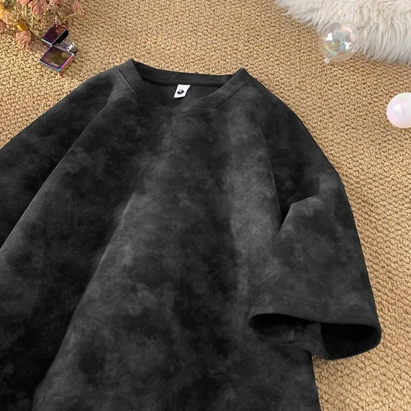 Asian-Size-Tie-Dye-T-Shirt-Short-Sleeve-Solid-Color-Loose-Sports-Five-Quarter-Sleeve-Summer-Men-Casual-Breathable-Top-Tee