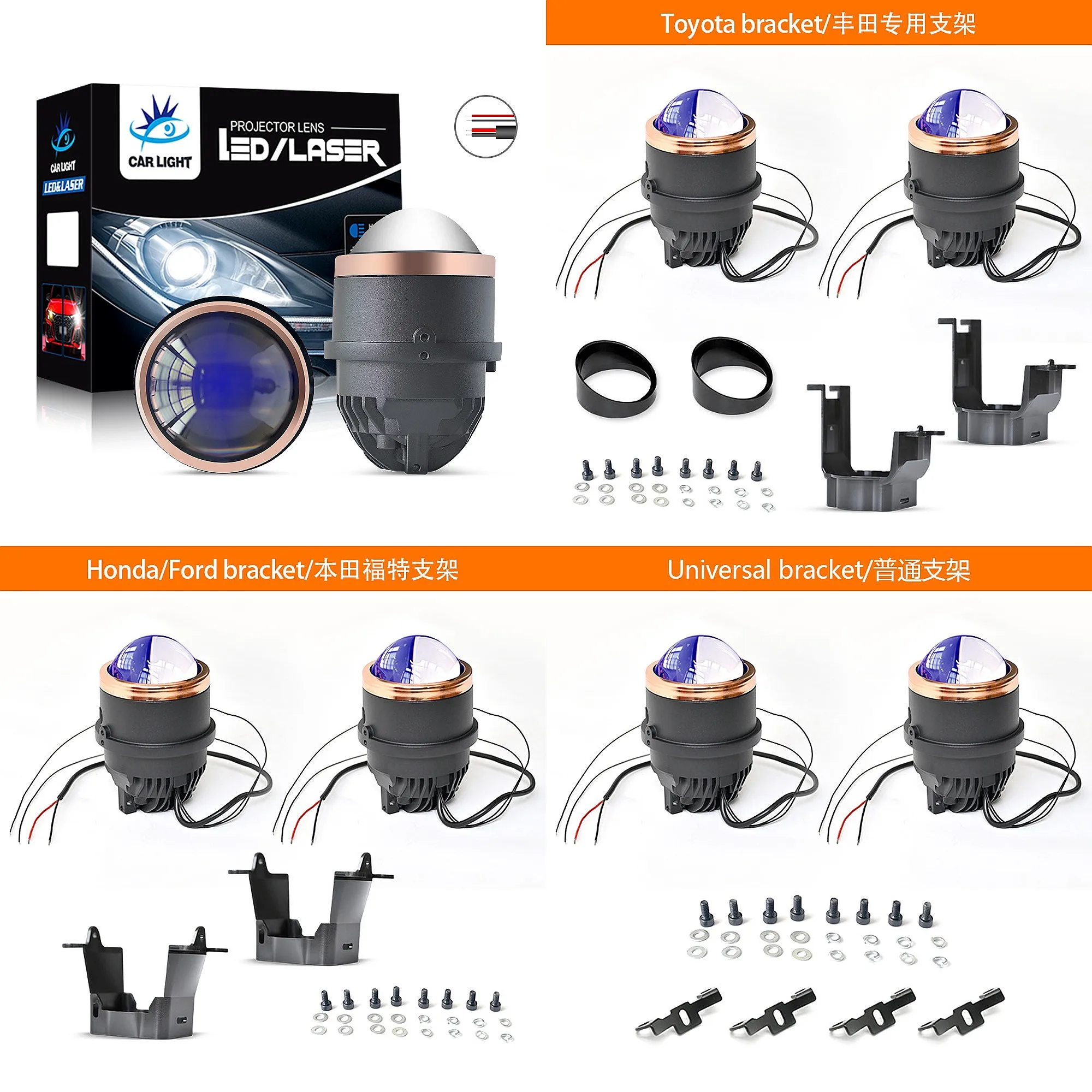 

Car LED Fog Light 3 Inch Bi-Lens Super Bright 12V 35W Waterproof White