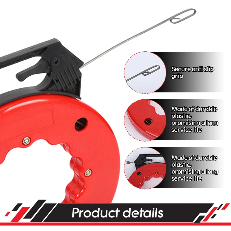 

Steel Wire Puller With Double Rings Tip Fish Tape Wire Puller Electrical Wire Fish Tape Duct Rod Leads Enduring Threading Device
