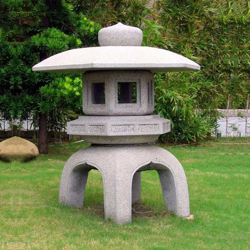 Outdoor Garden Natural Granite Lanterns Decorative Granite Stone Lanterns