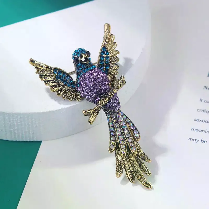 Exquisite Luxury Full Crystal Animal Hummingbird Brooches For Women Clothing Coat Accessries Gifts