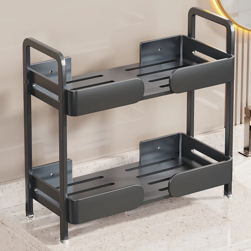 

Custom Bathroom Vanity Storage Rack, Light Luxury Style, Multifunctional Organizer Skincare Products and Cleanser