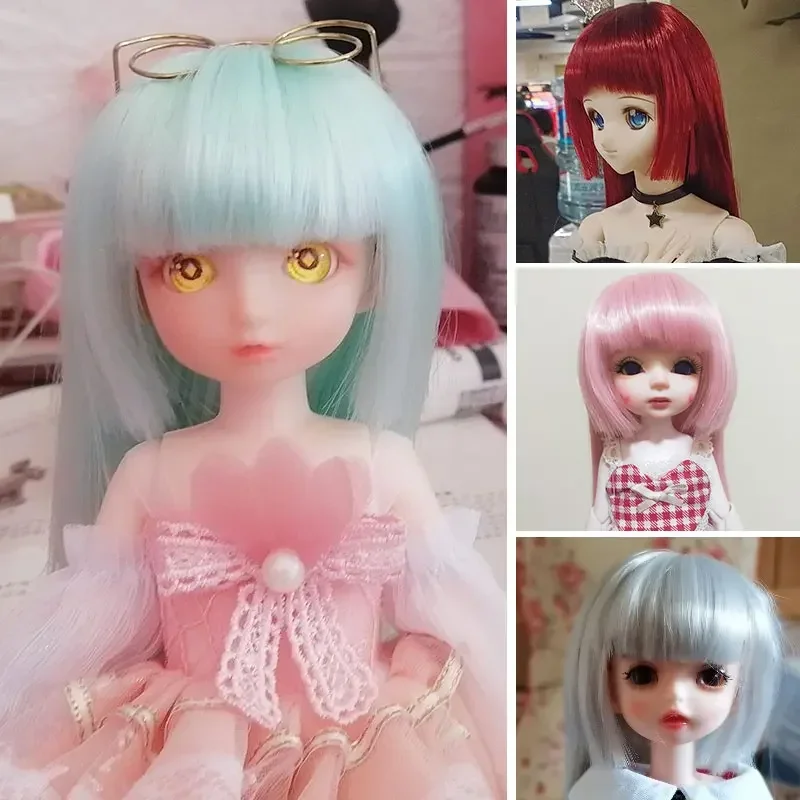 25 color BJD SD1/3 1/4 1/6 1/8 1/12 doll wig high temperature fiber hair Qi Liuhai a knife flat straight hair doll wig