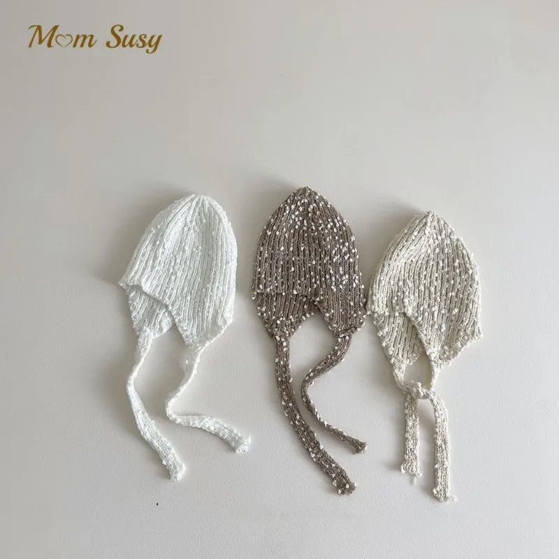 

Baby Girl Boy Knitted Bomer Cap Ear Protection Winter Autumn Spring Infant Toddler Child Warm Beanie Hat Warm Outdoor Cap 1-7Y