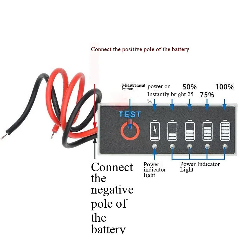 3.7V-72V lithium battery charge indicator board, 12V lead-acid battery, lithium iron phosphate, charge display