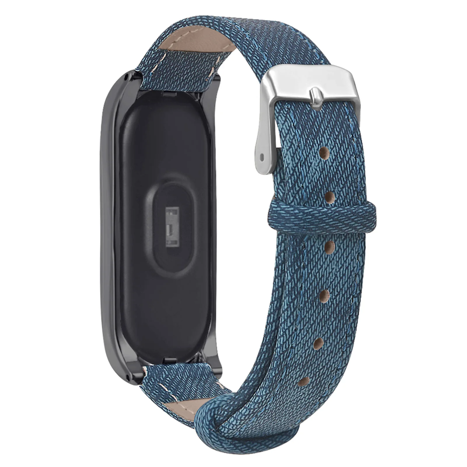 

Blue Denim Wristband Smart Correa Compatible Light Smartwatch Fit Black Fitness