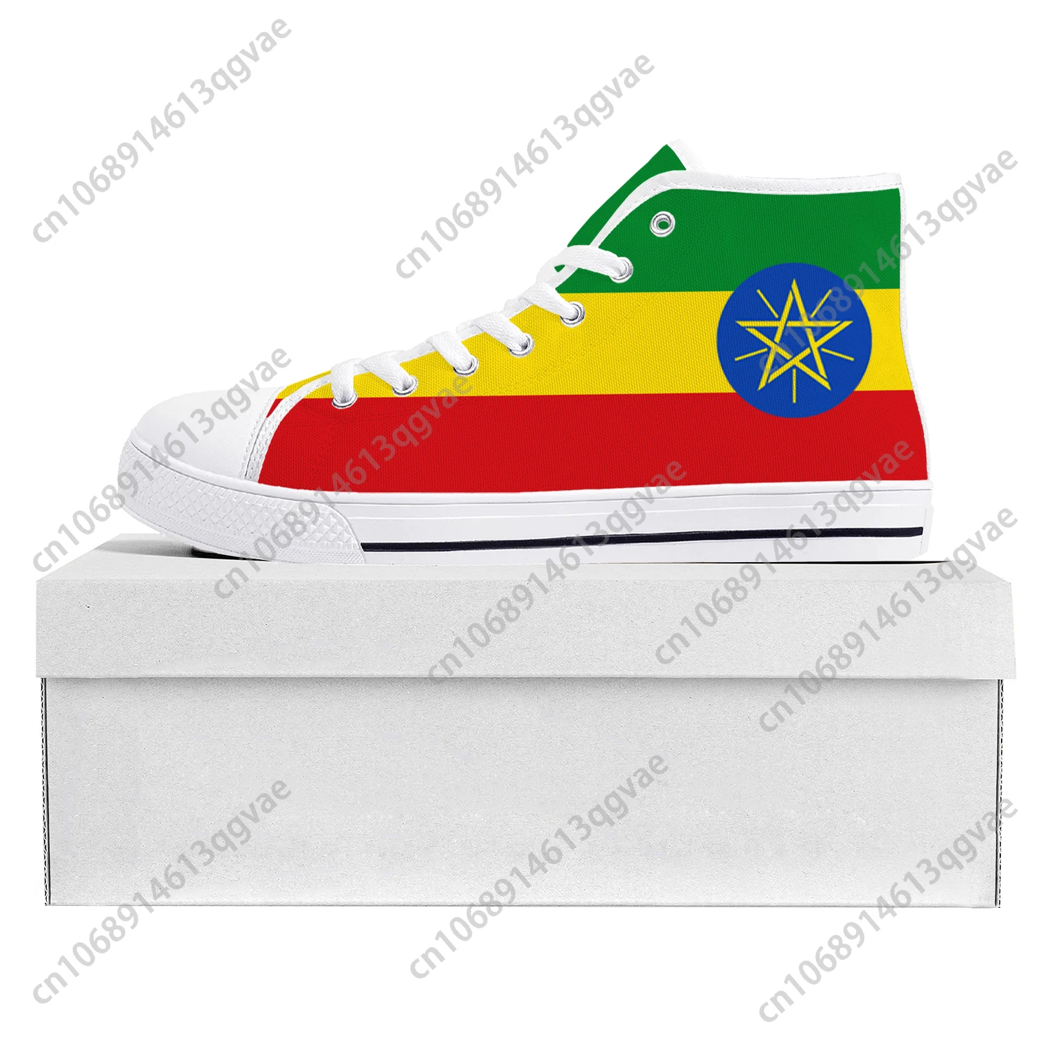 Ethiopian Flag High Top High Quality Sneakers Mens Womens Teenager Canvas Sneaker Ethiopia Casual Couple Shoes Custom Shoe