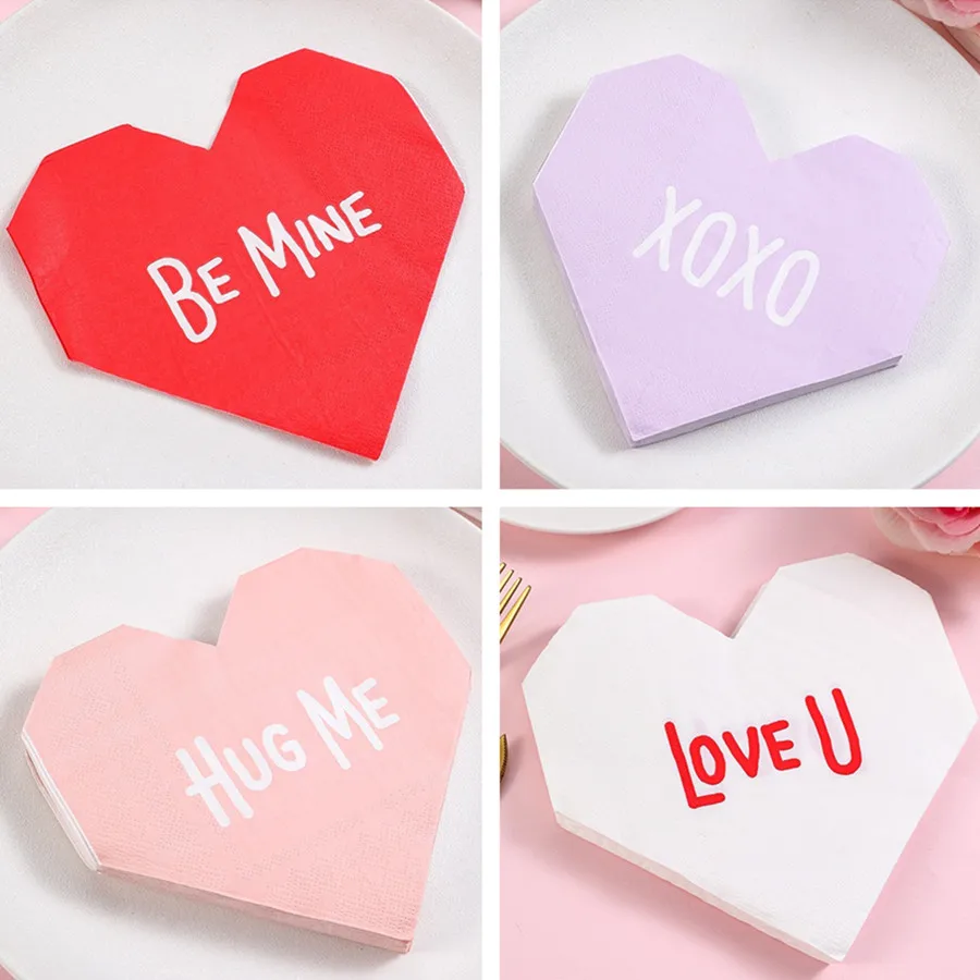 

20Pcs/pack Romantic Trimming Love Shape Disposable Tissue Wedding Lover's Party Napkin Decoration