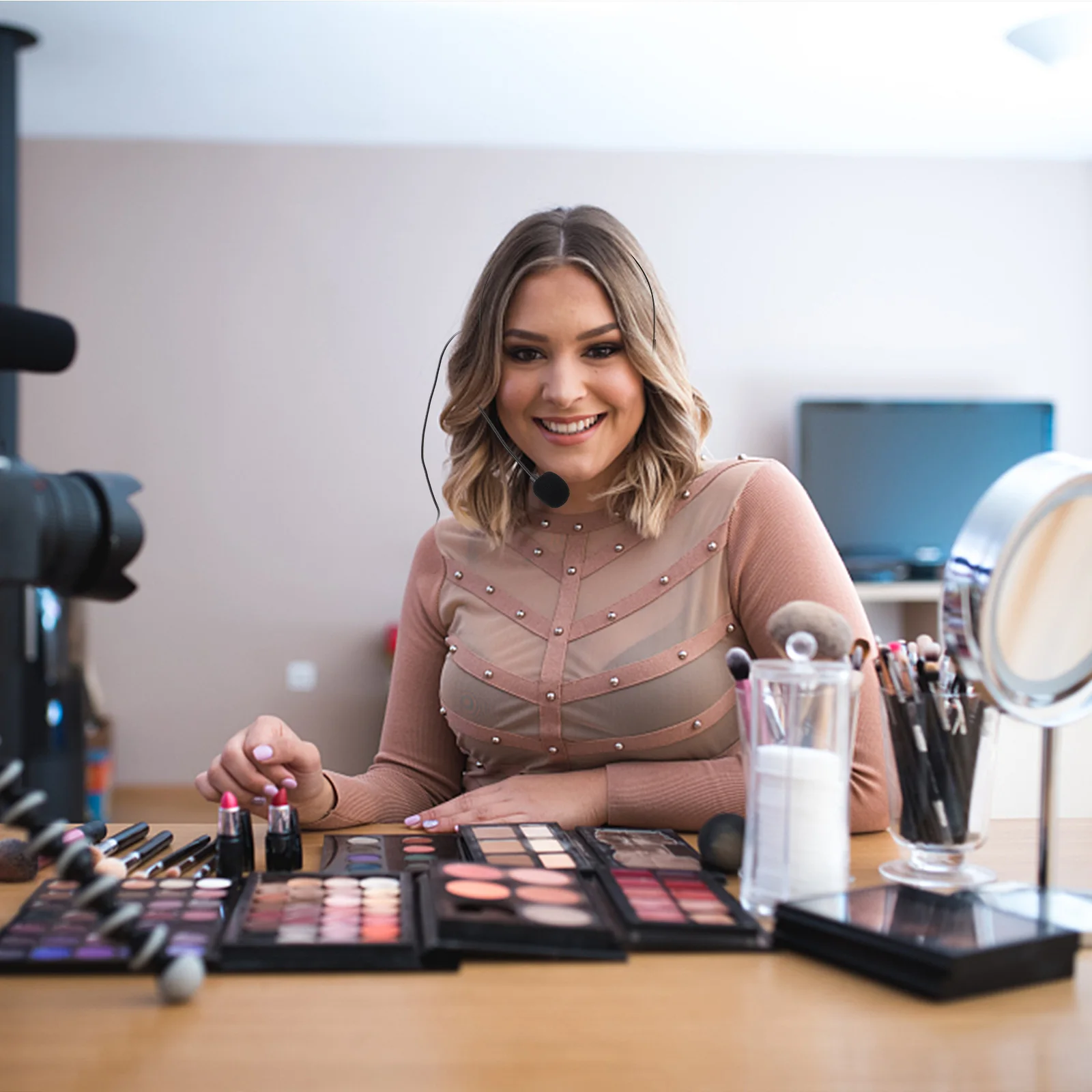 

Wired Microphone 3.5mm Screw Locking Headwear Condenser Mic Lightweight Copper Head Comfortable Sponge Chuck Arbitrary Bending