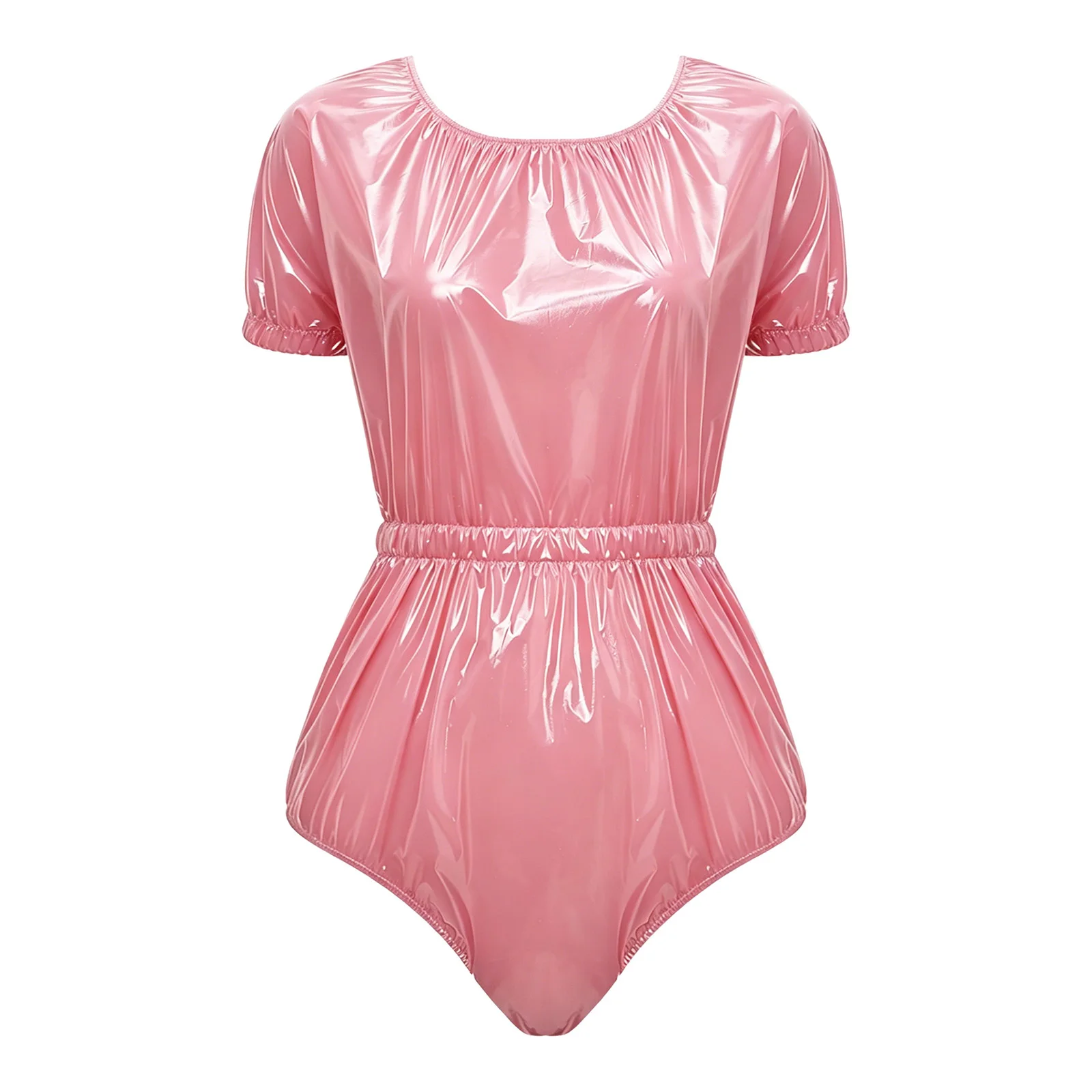 Women Waterproof Diaper Cover Jumpsuit Short Sleeve Leakproof Bodysuit with Buttoned Crotch for Elder Adaptive Clothing Swimwear
