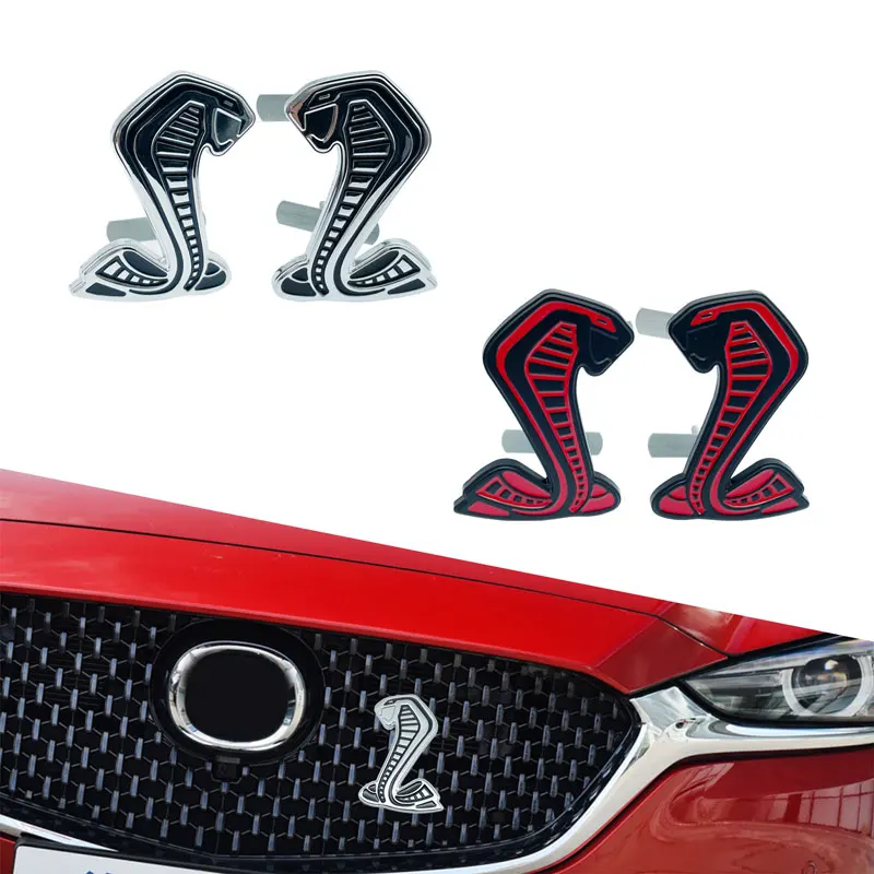 Car Styling Metal Mustang Snake Cobra Emblem Front Grille Badge Sticker Trunk Body Decor For Ford Mustang Kuga Fiesta Shelby GT