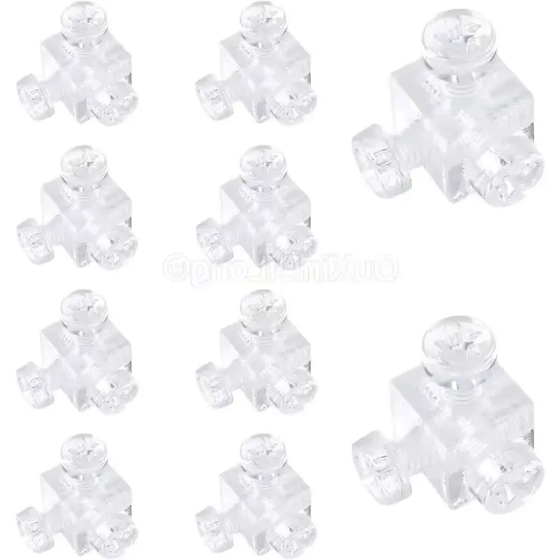 500PCS Acrylic Transparent 6 Sided Fixed Block Brackets Connection Crystal Nut Chassis Components for Furniture Square Dishes