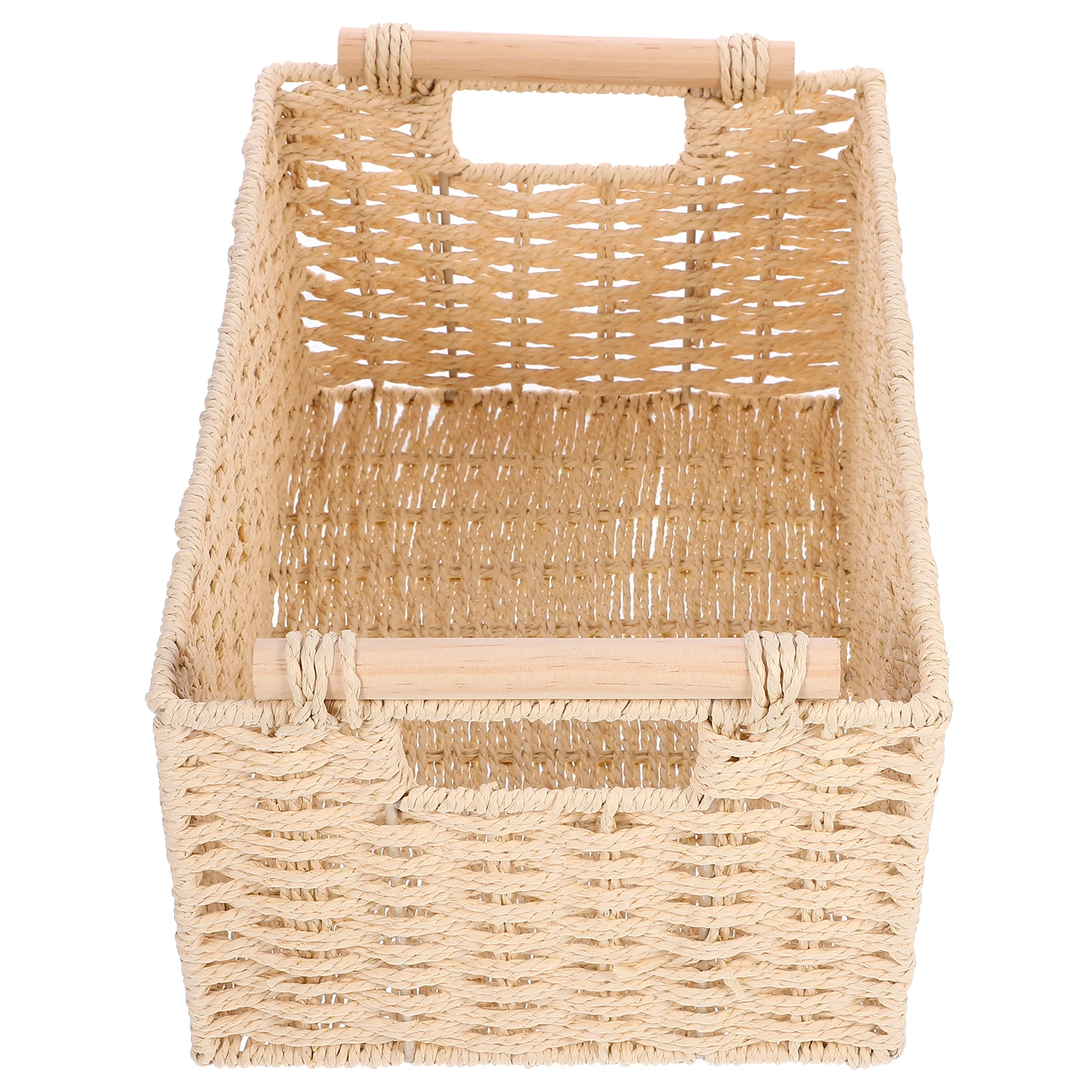 

Desktop Woven Storage Basket With Handle Multi-Functional Organizer For Home Office Tabletop Sundries Holder Bin