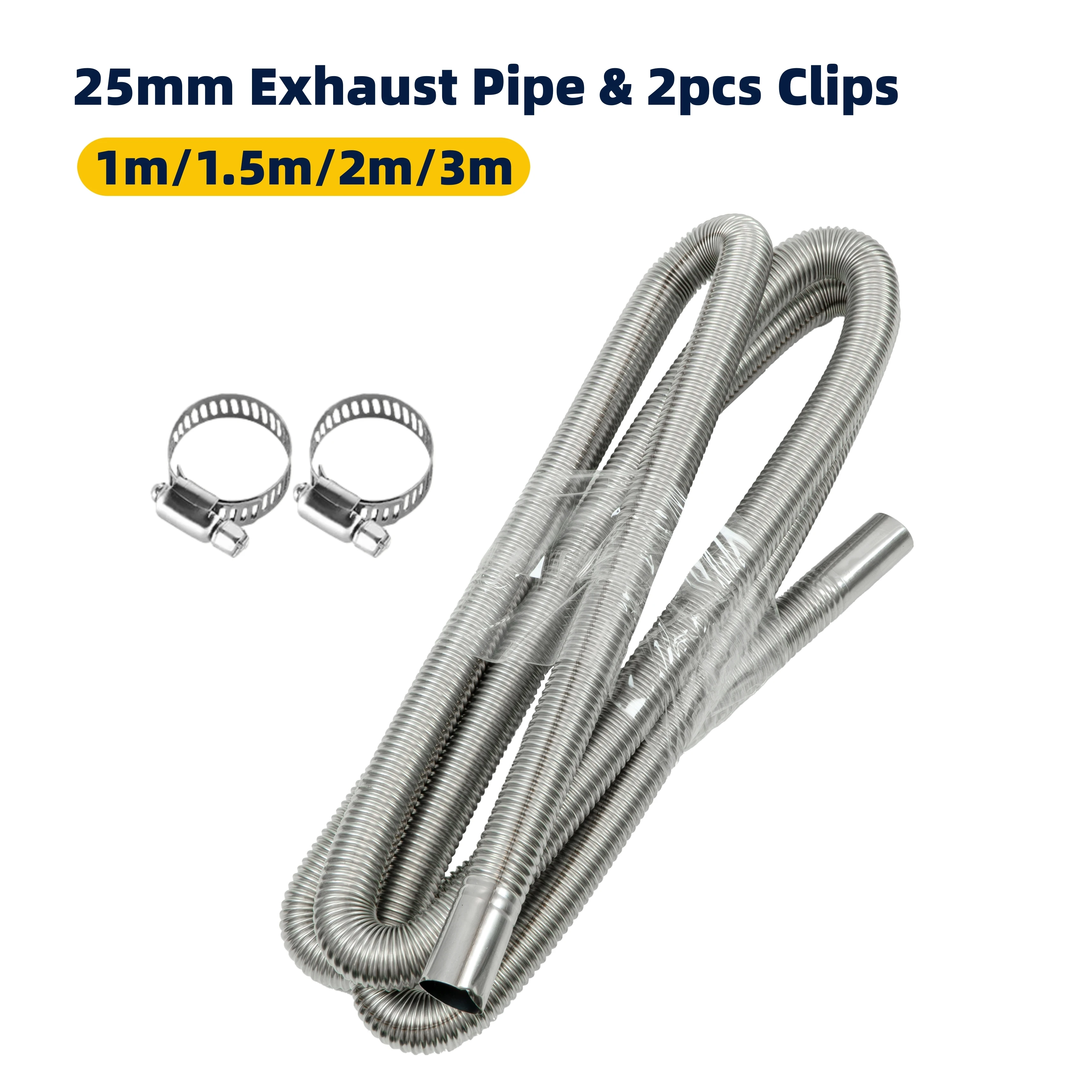 1m/1,5m/2m/3m Auto-Luft-Diesel-Standheizung Edelstahl-Auspuffrohr 24mm Schalldämpfer-Kit für Webasto