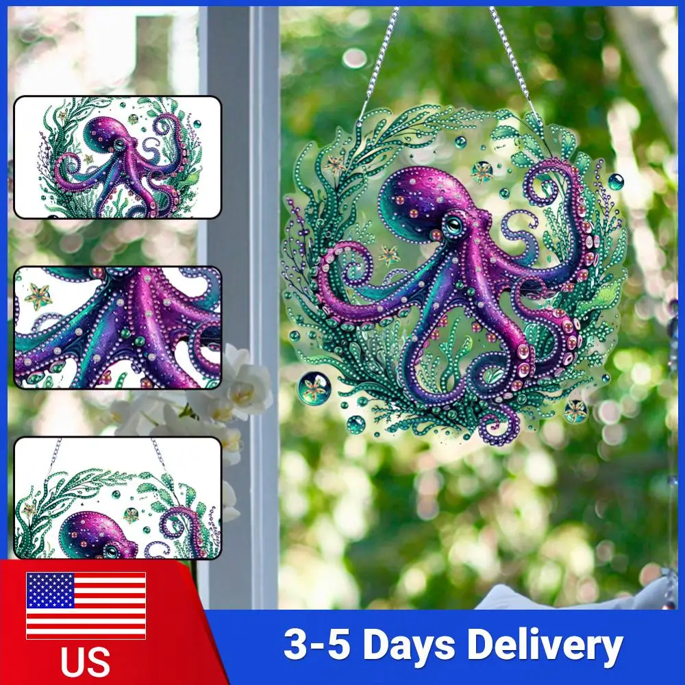 

Diamond Painting Set 2D Flat DIY Rhinestone Diamond Art Window Pendants Diamond Art Pendant DIY Home Decor Hanging Charm