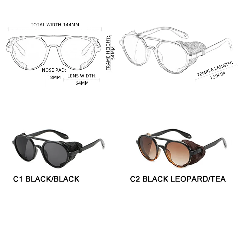 Retro Steampunk Sunglasses Men Women Vintage Round Punk Sun Glasses Male Classic Male Summer Driving Shades image 6