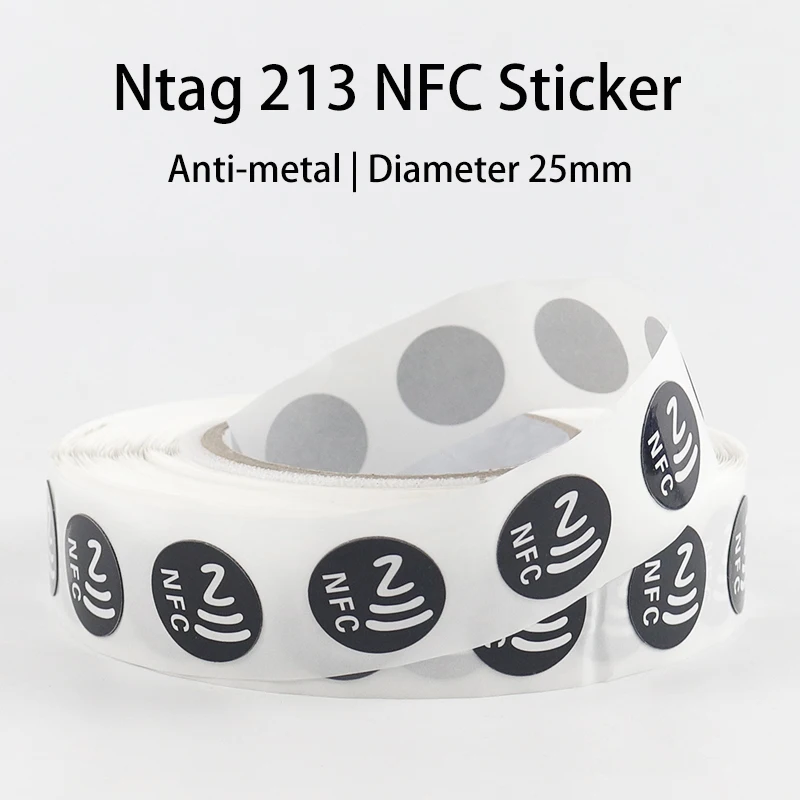 NFC 태그 213 NFC 스티커, 안티 메탈 NFC 태그, 안드로이드 및 아이폰 호환, 144 바이트 메모리, 완전 프로그래밍 가능, 20 개