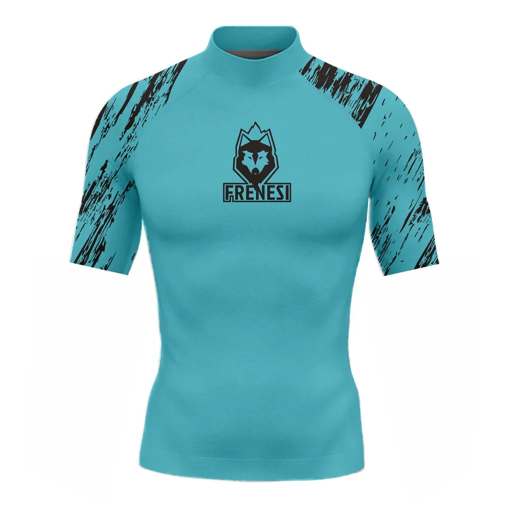 Men's Rash Guards Surfing Diving Swimwear Short Sleeve T-shirt Swimsuit Swimming Tight Surf Shirts Gym UV Protection Clothes