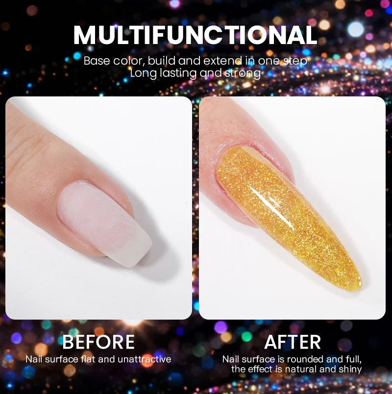 30g Silber Reflektierendes Aufbaugel für Nägel Funkelnder Glitzer Roter Nagelverlängerungslack Semi-Permanenter Gel-Lack – Detail 4