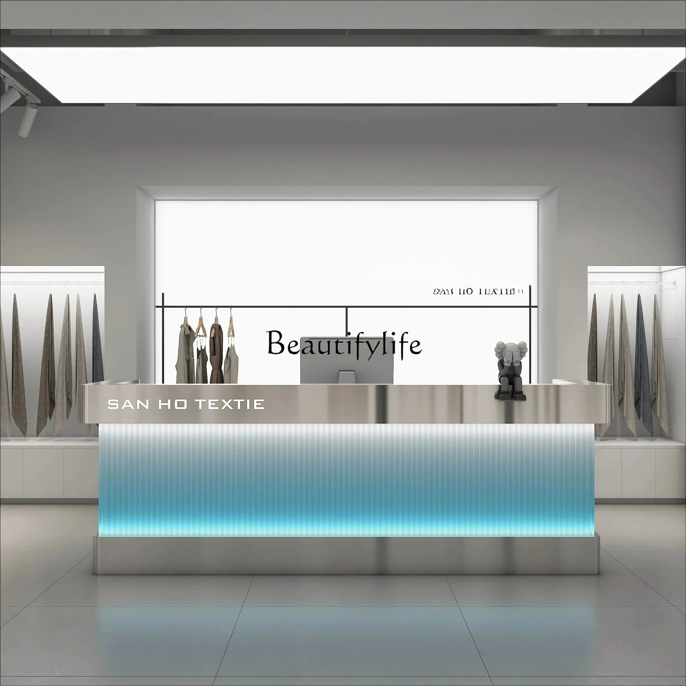 

Stainless steel, reception desk clothing store checkout page light luxury high-end beauty salon, acrylic bar counter3286