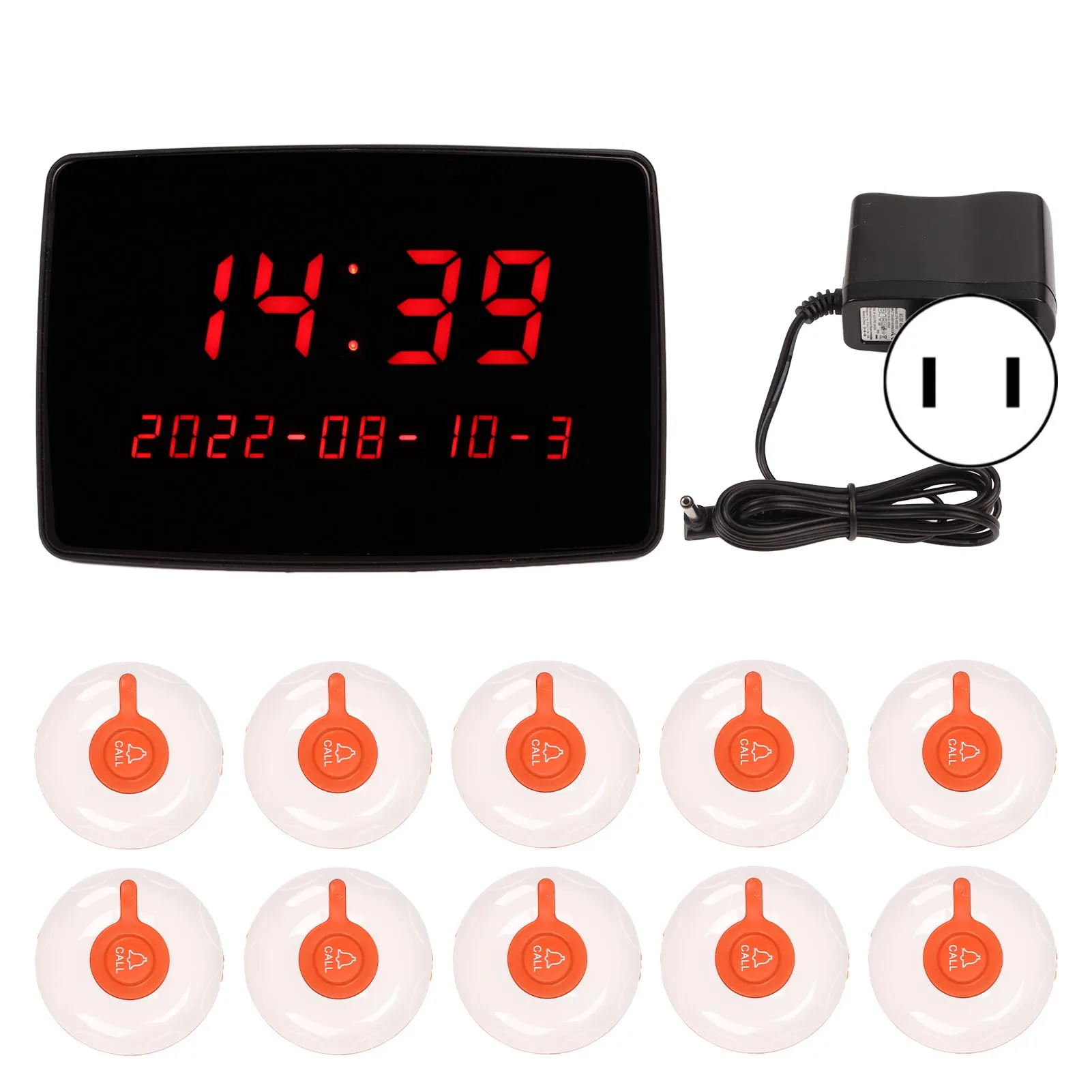 Premium Wireless Calling System 10Pcs Waterproof Call Buttons 1 Display Receiver Patient Customers Pager System for Hospital Bar