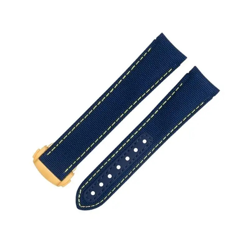 NFR do paska Omega AT150 Seamaster 300 Planet Ocean De Ville Speedmaster Curved End Watch Band 20 mm Yellow Line High Density