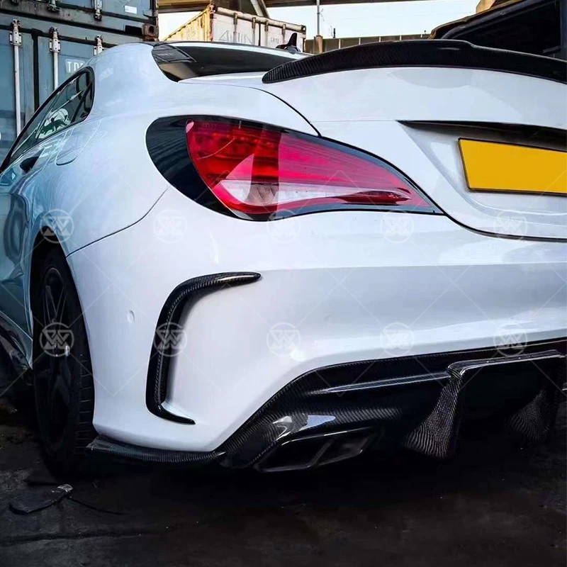 

Задний бампер из углеродного волокна, боковые плавники, спойлер, вентиляционное отверстие Canard для Mercedes Benz CLA Class W117 CLA45, комплект кузова