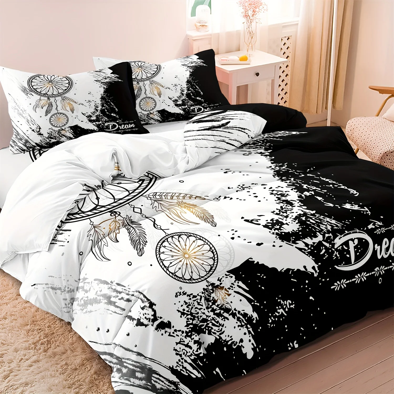 

2/3pcs Digital Print Quilt Cover Set 1*Quilt Cover +1/2 Pillowcase Magical GIfts for Kids Adults Bedroom Decoration for New Year