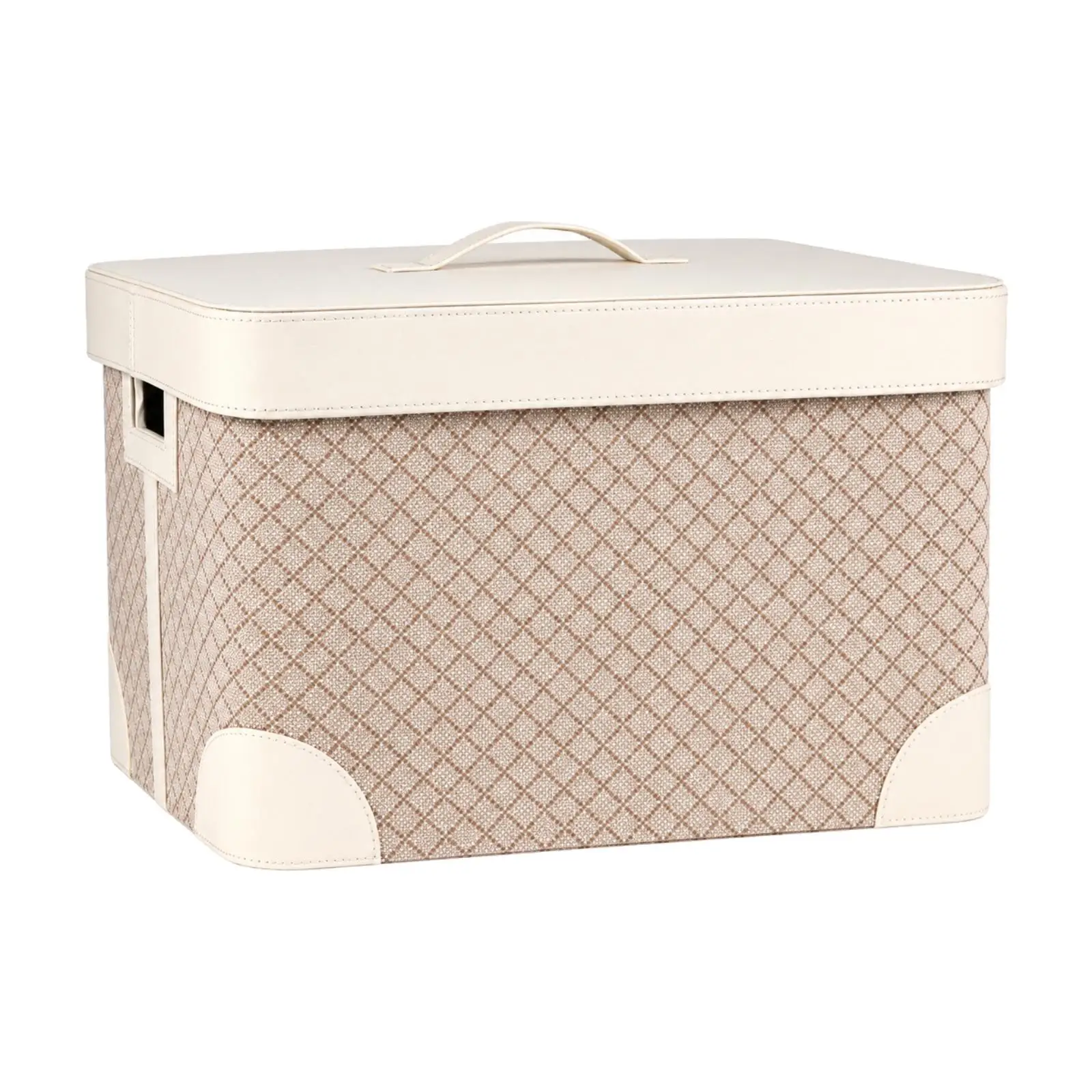 Braided Storage Basket with Snug Lid for Laundry Toys Snacks Leather Handle Portable Home Bin
