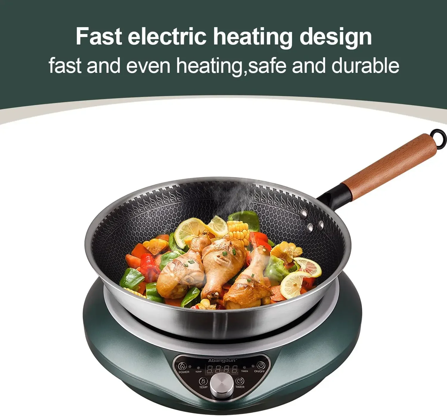 Wok Induction Cooktop 1700W 120V Wok Burner Induction Electric Wok Electric Stove Hot Plate Evenly