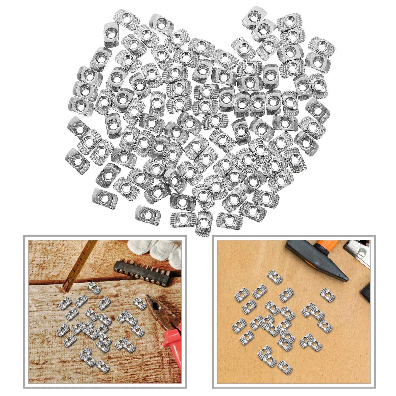 

100Pcs European T Slot Aluminum T-Nuts Nickel Plated Carbon Steel 20x20mm Profile Extrusions Automatic Locking Positioning