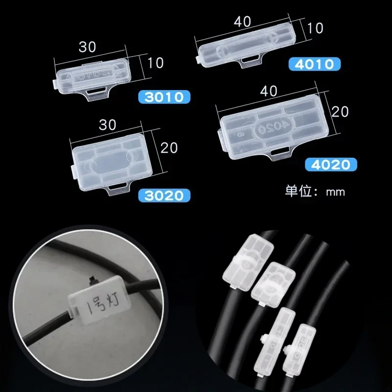 100PCS Waterproof Cable Sign Cards Label Display Box Cable Tie Marker Tag 3010 3020 4010 4020 for Display Identification Box