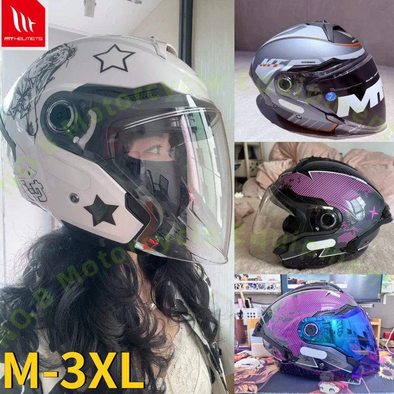 

MTHELMETS Motorcycle Helmet MT Cosmo SV 3/4 Open Face Helmets Men Women Double Lenses Tail Scooter Half Helmets Cascos Para Moto