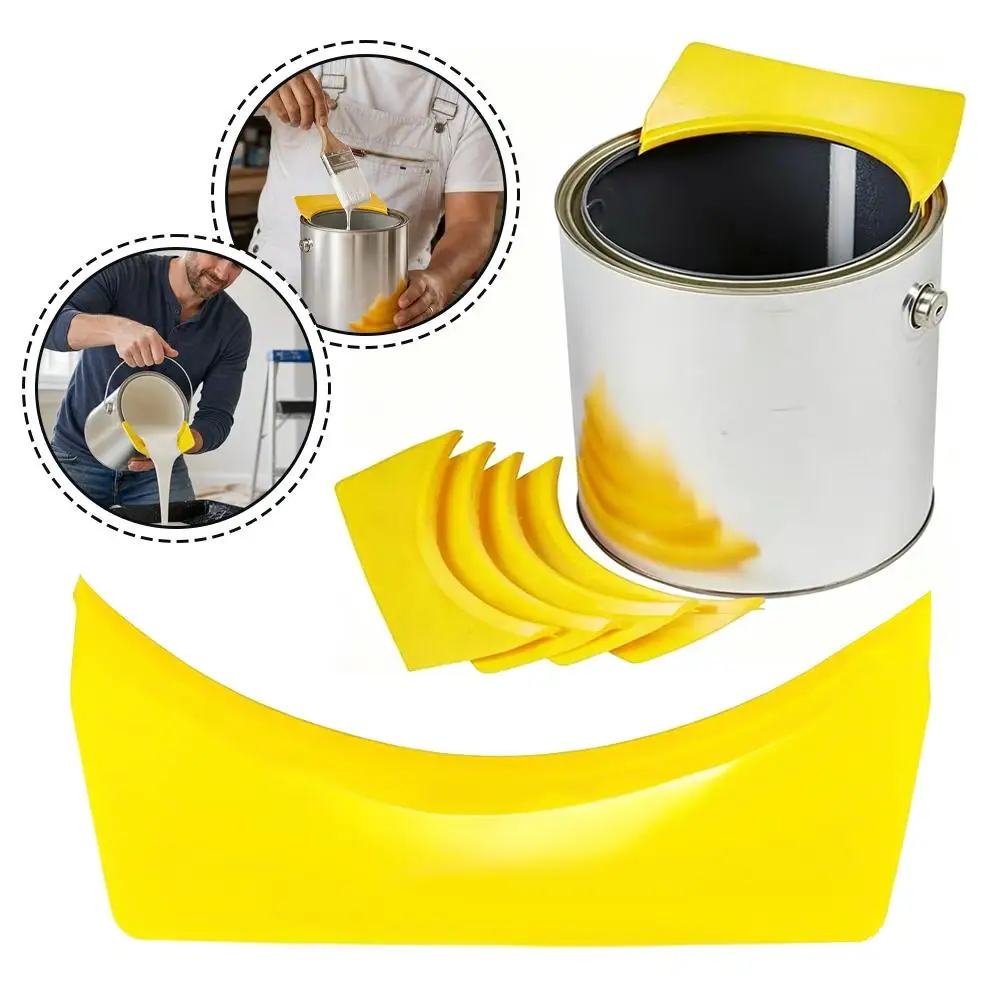 Paint Can Pour Spout Anti Drip Pouring Baffle with Brush Holder Wiping Pad Universal Clip On Tool for DIY Home Painting