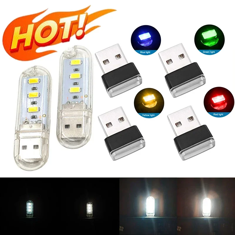 5V USB Night Light LED Lamp Computer Mobile Power Charging Reading Light Mini Book Lamps Bedroom Desk Nightlight Lighting