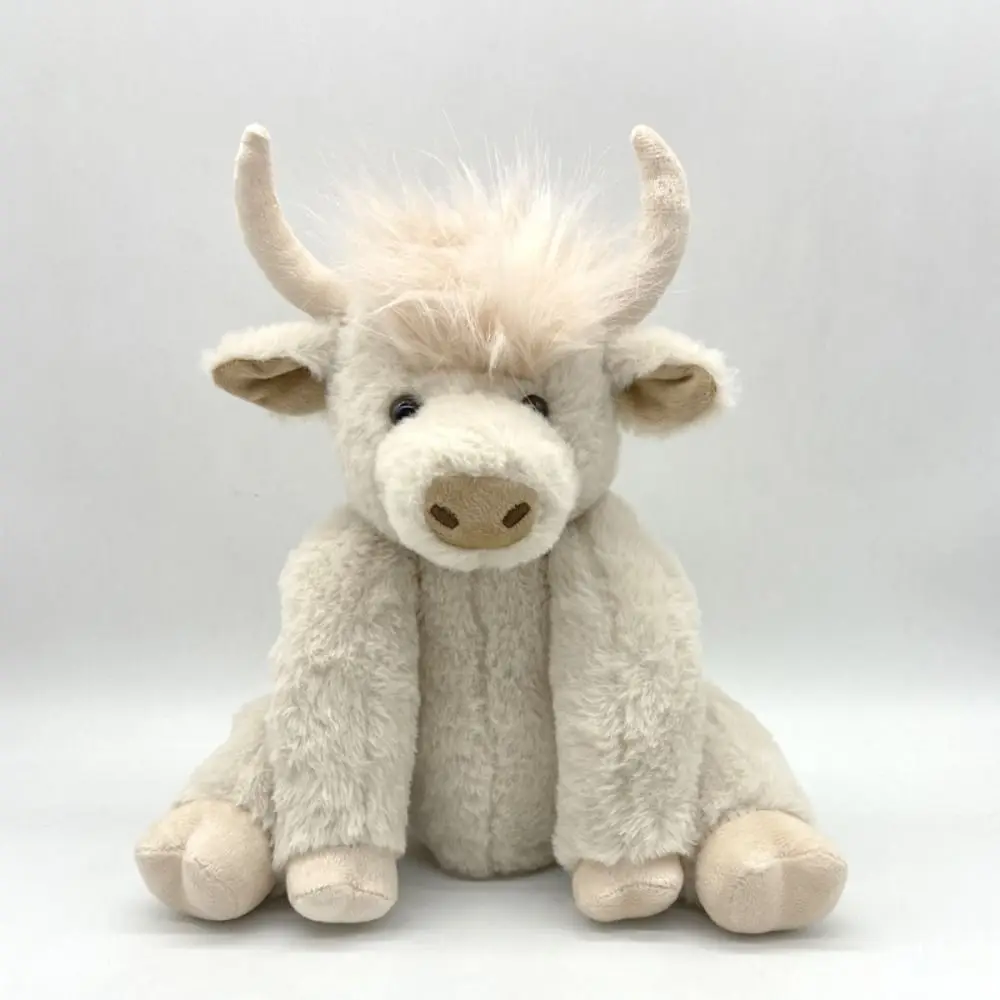 Simulation Highland Cow Plush Toy Joints Movable Flower Hairband Movable PP Cotton Doll Soft Toy Fluffy Texture