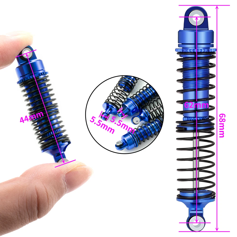 AXSPEED – amortisseur avant et arrière en métal, 62mm, pour voiture RC 1/18 latrax teton Desert Prerunner, pièces de mise à niveau