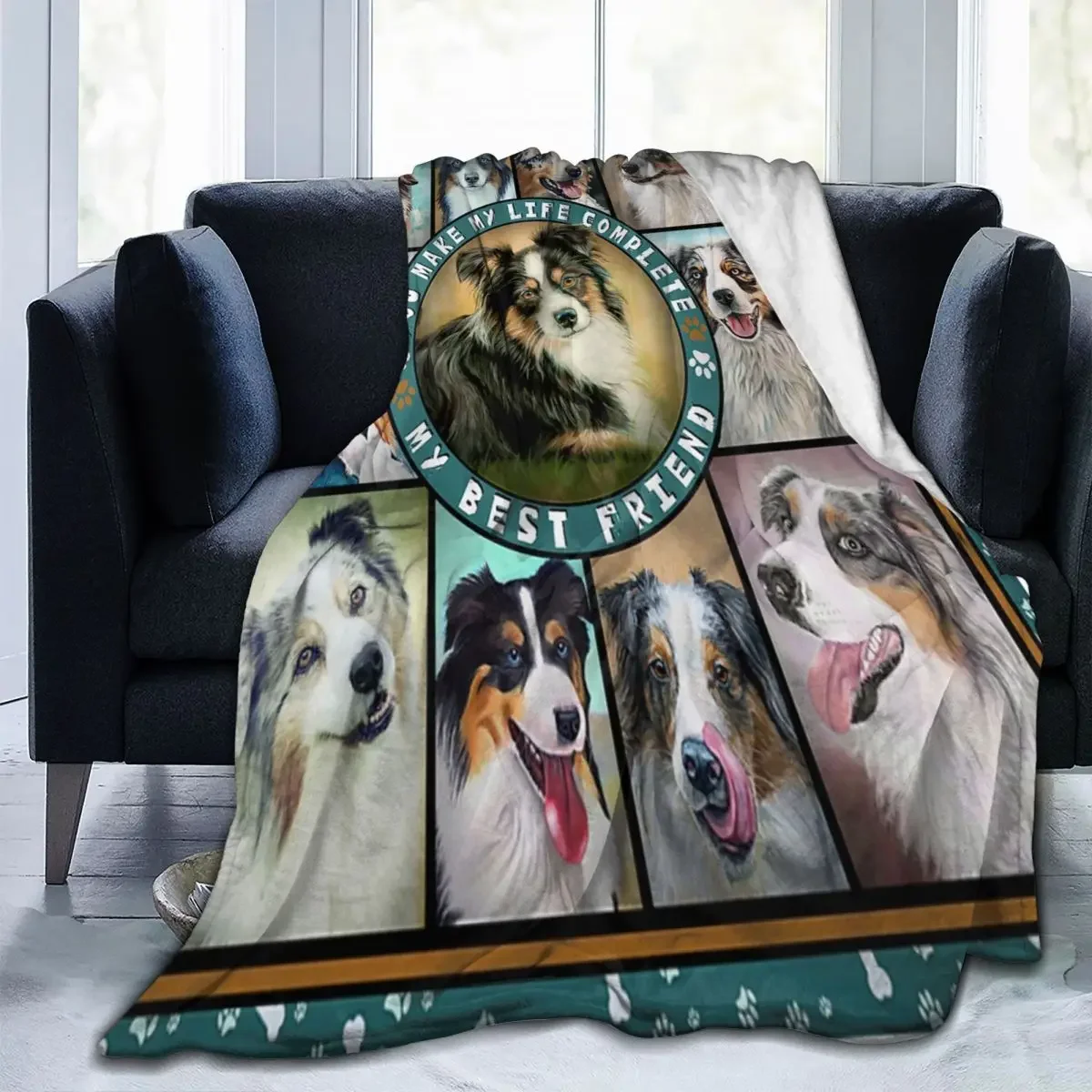 

My Australian Shepherd Dog Blankets Sofa Cover Velvet Spring Autumn Animal Plaid Soft Throw Blankets for Home Travel Bedspread