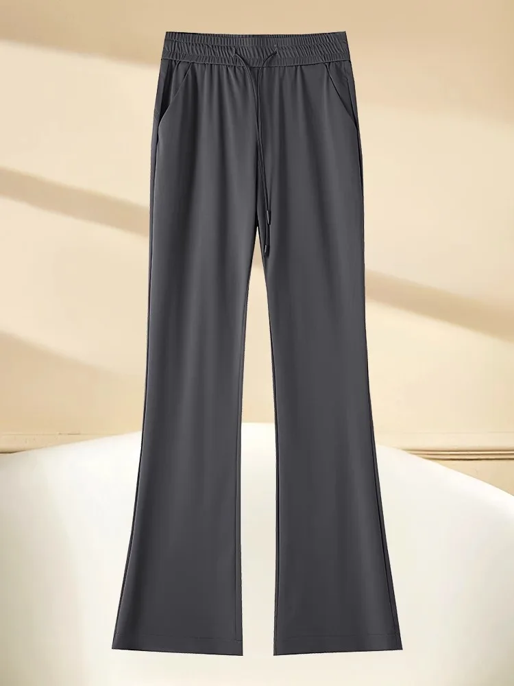 

ay Ice Silk Qui Dry Спортивные брюки-клеш Женские тонкие летние повседневные расклешенные брюки с высокой талией для йоги Длинные брюки