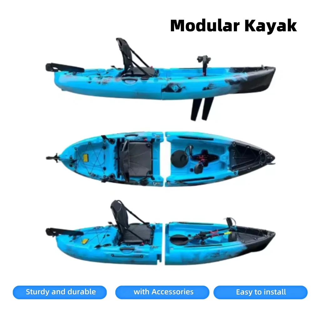 

Modular Kayak LLDPE Hard Shell Split Electric Pedal Portable Solo Tandem Fishing Boat Take Apart Motorized Lake Sea Accessories