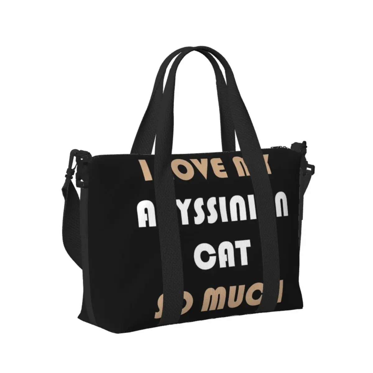 

I Love My Abyssinian Cat So Much Beach Travel Bag Large Capacity Tote Bags for Gym Sport Women Shopping Duffle Shoulder Bag