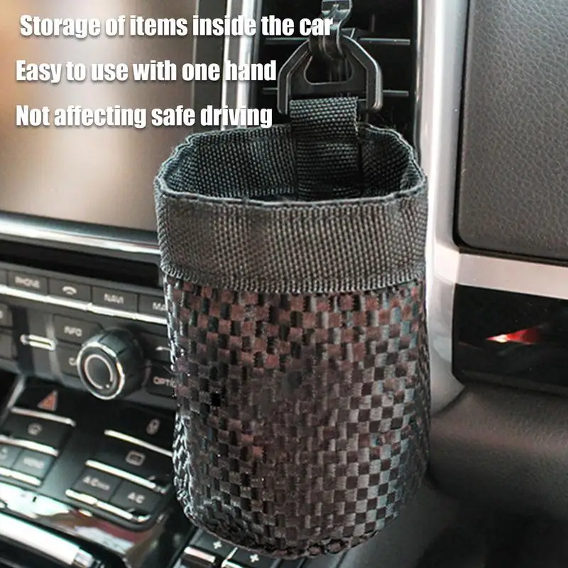 Car Vent Pouch Air Vent Phone Holder Bag Car Vent Pocket Storage Purse Car Vent Organizer Box Space-Saving PU Bottle Holder