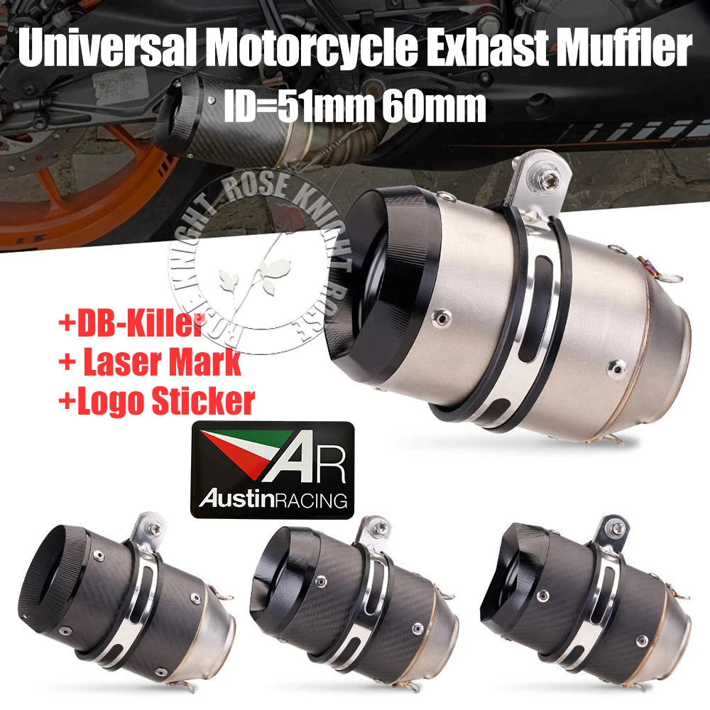 

Universal 51mm 60mm AR Motorcycle Exhaust Muffler Escape For Kawasaki Honda Yamaha KTM Motorcycle Exhaust Modifiction Accessorie