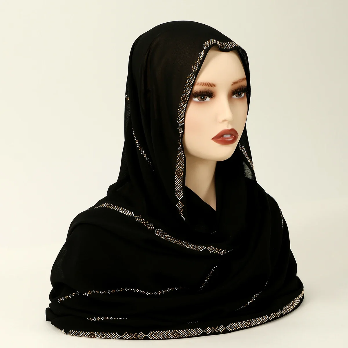 

Pearl Chiffon Scarf Hijab Veil Women Long Headscarf Diamonds Head Wrap Shawl Turban Bandanas Headband Bufanda Foulard Outdoor