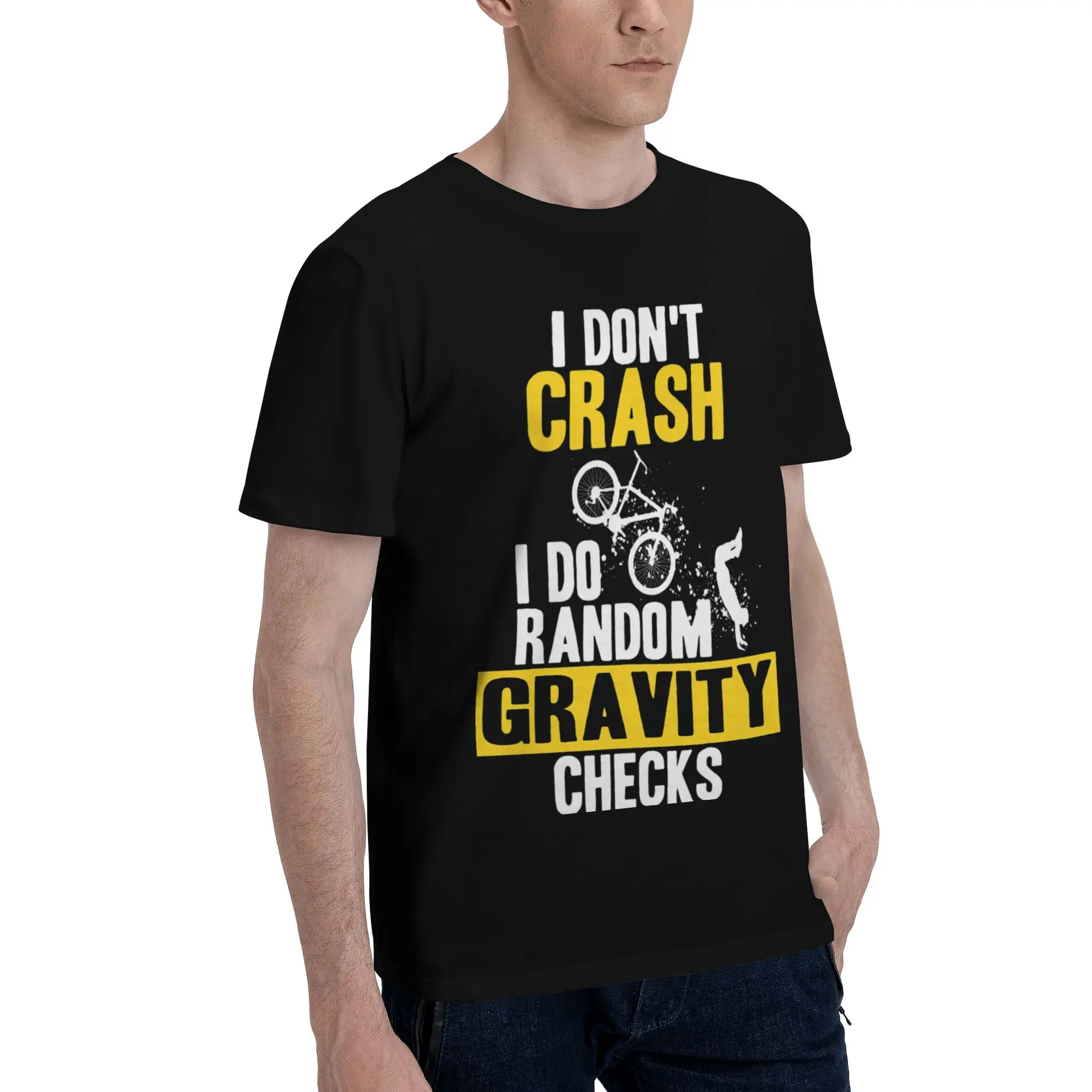 Gravity Checks Downhill Men's T Shirts  Crazy Tees Short Sleeve Crew Neck Cotton Graphic Printed Clothes T-Shirt