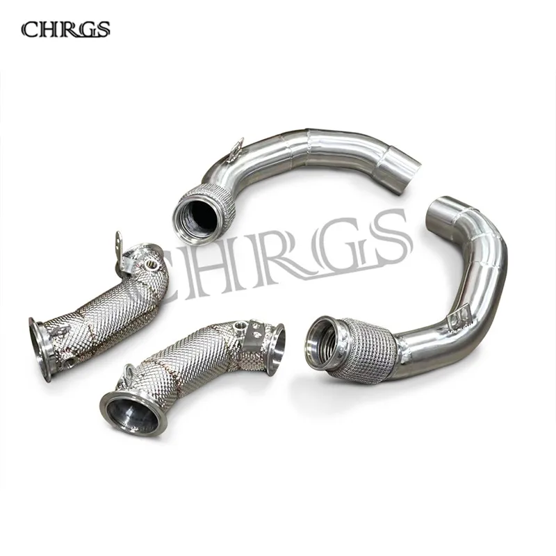 

Custom Free Flow Downpipes For BMW M5 F90 4.4T 2018-2023 Stainless Steel Exhaust Downpipe with Heat Shield Car Exhaust Pipes