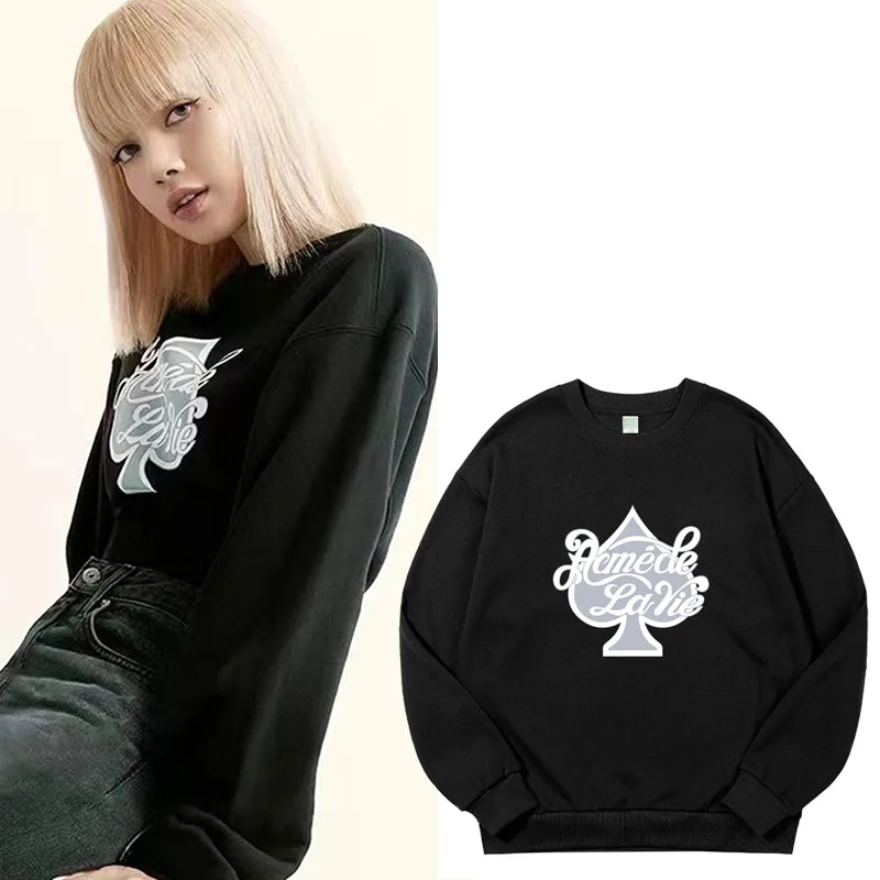 

Lisa Loose round Neck Pullover Printed Sweatshirt Base Shirt Spring Autumn Winter Unisex Comfortable Cotton T-shirt