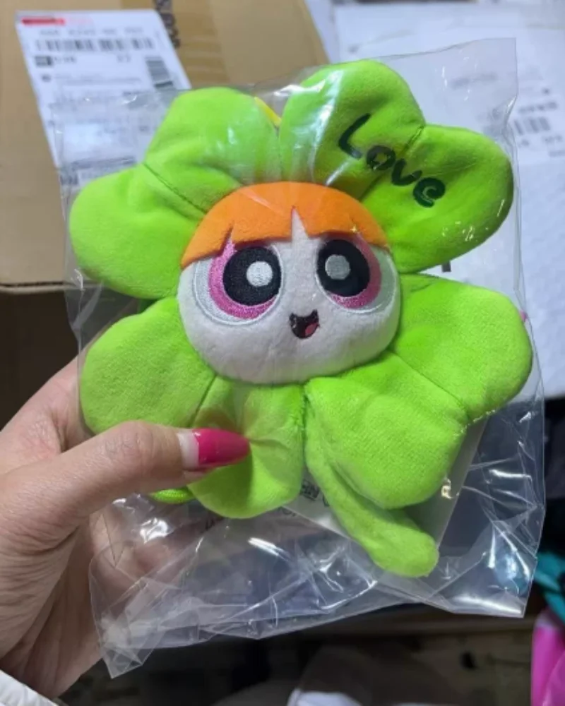 

HUGKIS Powerpuff Girls Green Four flower shape Figure Keychain Cute Anime Bag Bag Bubble Pendant Kid Fans Gift